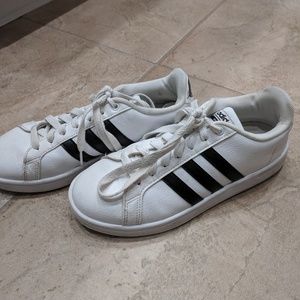 Adidas Striped Sneakers - White With Black Stripes
